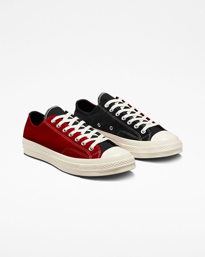 Men's Converse Chuck 70 Beyond Retro Velvet Low Top Shoes Black / Red | AU E0186O